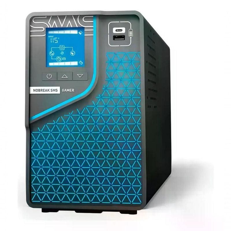 Nobreak Gamer 2000BI-BI 0029601 Wi-Fi LED RGB Preto SMS 2000VA Bivolt