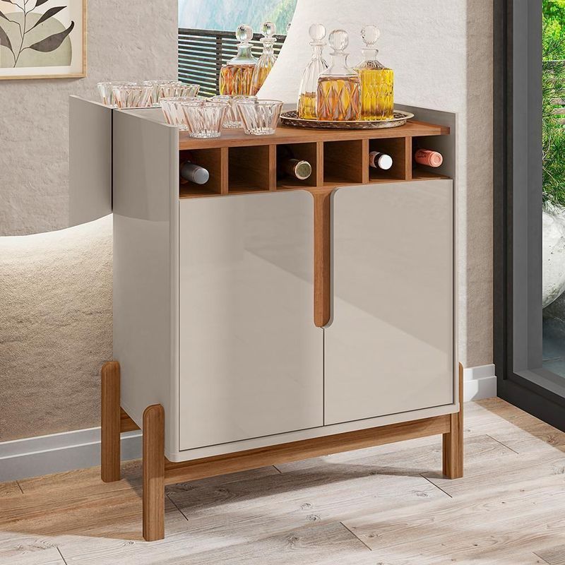 Aparador Barzinho Lizz Com Adega 2 Portas Off White-cedro - Casa D Off White-cedro