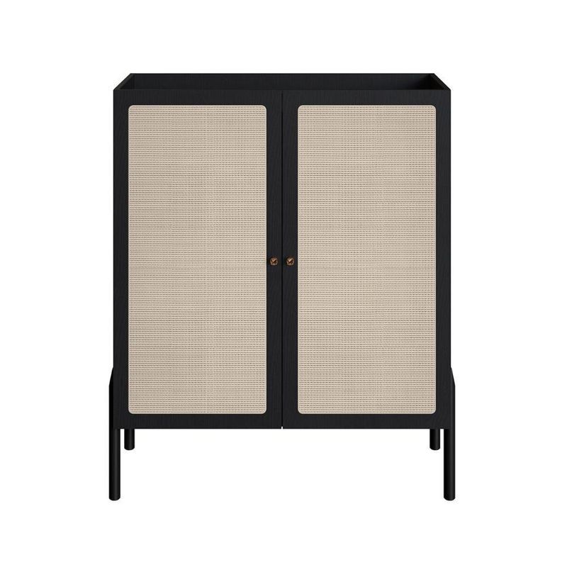 Balcão Buffet Bar Multiuso Oslo 2 Portas 5 Prateleiras MDP 93CM Nero