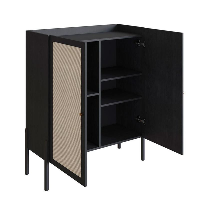 Balcão Buffet Bar Multiuso Oslo 2 Portas 5 Prateleiras MDP 93CM Nero