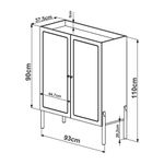 Balcão Buffet Bar Multiuso Oslo 2 Portas 5 Prateleiras MDP 93CM Nero