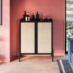 Balcão Buffet Bar Multiuso Oslo 2 Portas 5 Prateleiras MDP 93CM Nero