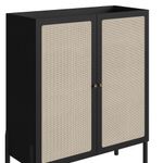 Balcão Buffet Bar Multiuso Oslo 2 Portas 5 Prateleiras MDP 93CM Nero