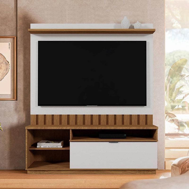 Estante Home Theater Diamantina 1 Porta MDF 150CM Amêndoa Möbler