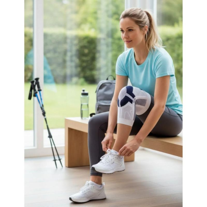 Joelheira PRO N1 Sport Branco e Azul Tamanho G