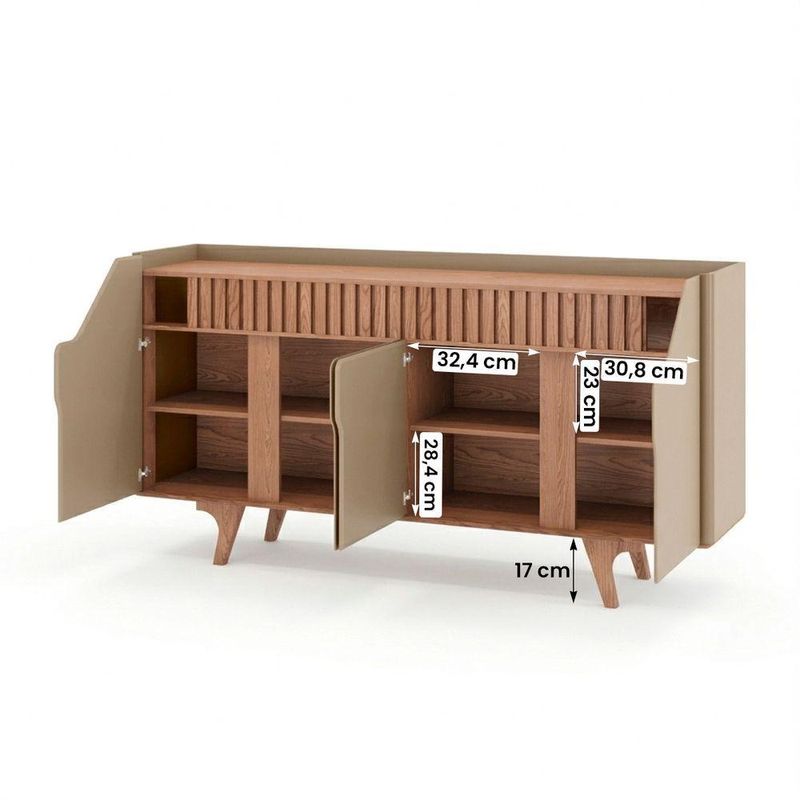 Aparador Buffet Tâmisa Moderno 4 Portas MDF MDP 160CM Fendi Bechara Móveis