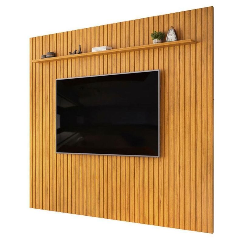 Painel Suspenso para TV Trento 275,7 275,7CM MDF Ripado Cedro DJ Móveis
