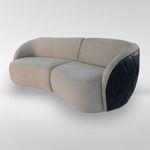Sofá Modular Viena 3 Lugares Fixo 200CM Bege Veludo e Courino Divani