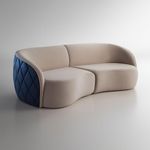Sofá Modular Viena 3 Lugares Fixo 200CM Bege Veludo e Courino Divani