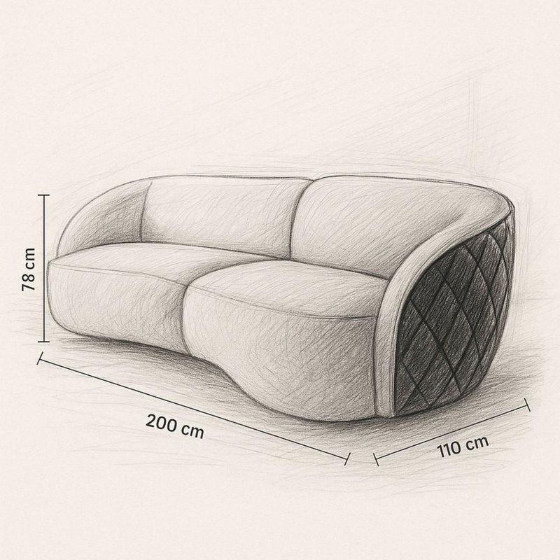 Sofá Modular Viena 3 Lugares Fixo 200CM Bege Veludo e Courino Divani