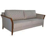 Sofá Mônaco 3 Lugares Fixo 220CM Bege Linho Encosto Metalassê Pés Madeira Divani