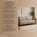 Sofá Mônaco 3 Lugares Fixo 220CM Bege Linho Encosto Metalassê Pés Madeira Divani