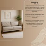Sofá Mônaco 3 Lugares Fixo 220CM Bege Linho Encosto Metalassê Pés Madeira Divani