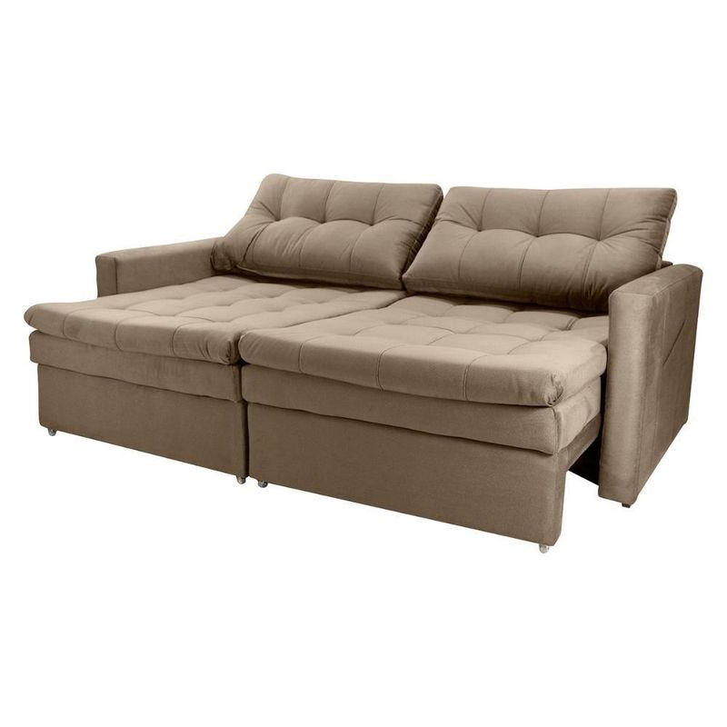 Sofá Cama Nayla 3 Lugares Retrátil 220CM Marrom Veludo Matrix