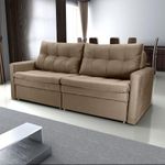 Sofá Cama Nayla 3 Lugares Retrátil 220CM Marrom Veludo Matrix