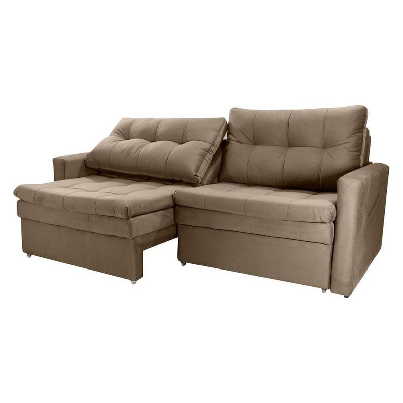 Sofá Cama Nayla 3 Lugares Retrátil 220CM Marrom Veludo Matrix