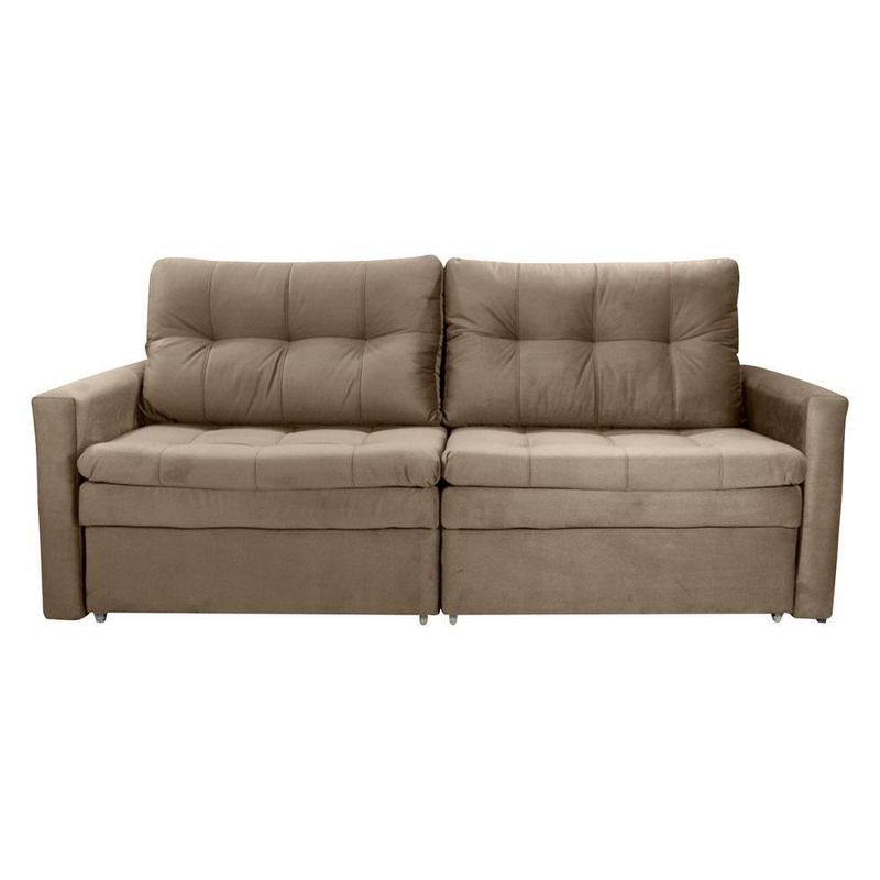 Sofá Cama Nayla 3 Lugares Retrátil 220CM Marrom Veludo Matrix