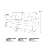 Sofá Cama Nayla 3 Lugares Retrátil 220CM Marrom Veludo Matrix