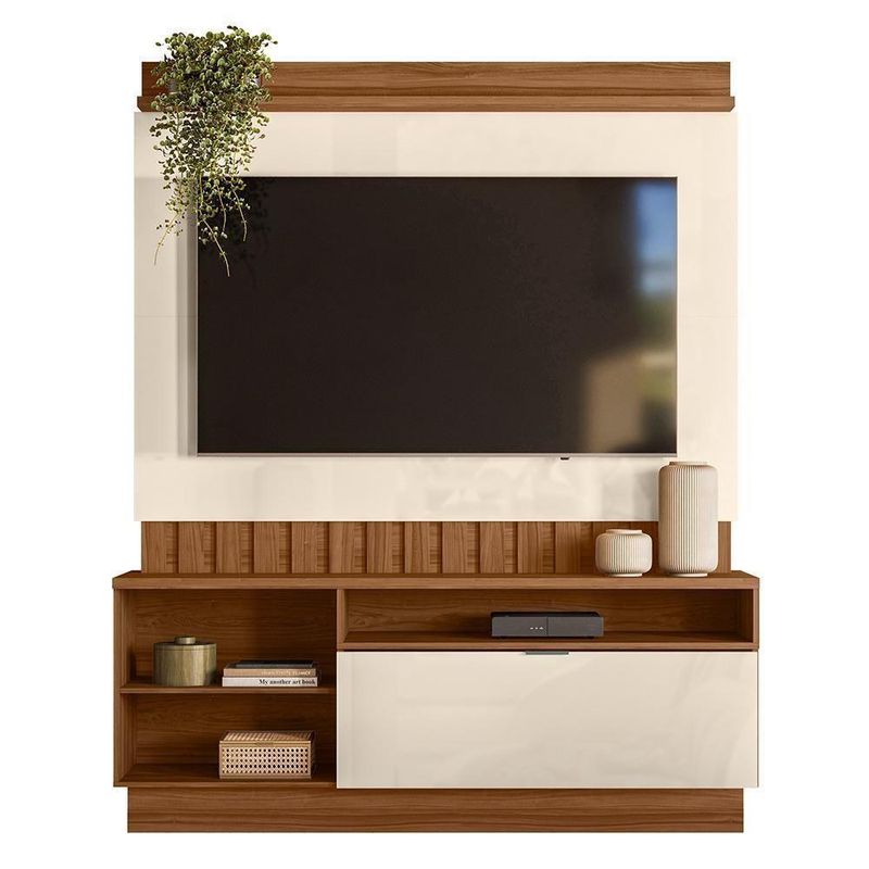 Estante Home Diamantina 150cm Amêndoa-off White Para Até 60? - Mobler Amêndoa-off White