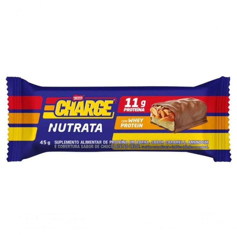 Barra Proteica Charge Bar Sabor Caramelo Amendoim e Chocolate Nutrata 45G