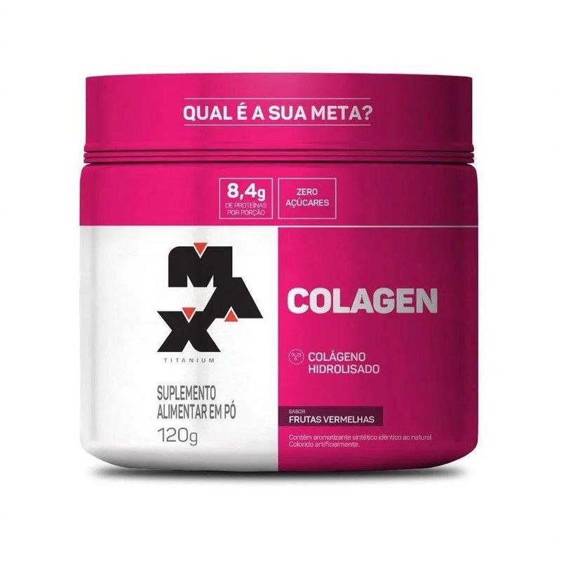 Suplemento Alimentar Max Titanium Colagen Hidrolisado para Pele e Musculação Frutas Vermelhas 120G