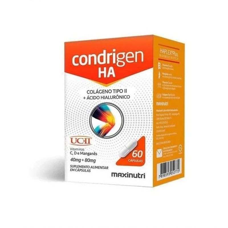 Suplemento Alimentar Maxinutri Condrigen HA Colágeno Tipo II + Ácido Hialurônico 60 Caps