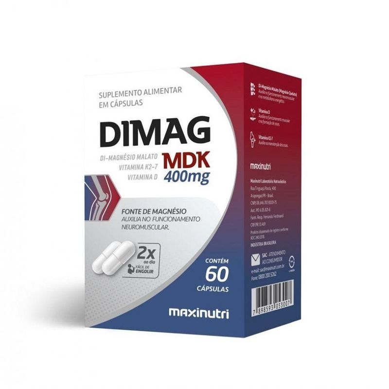 Suplemento Alimentar Maxinutri Dimag Mdk 400mg com Magnésio e Vitaminas 60 CÁPS
