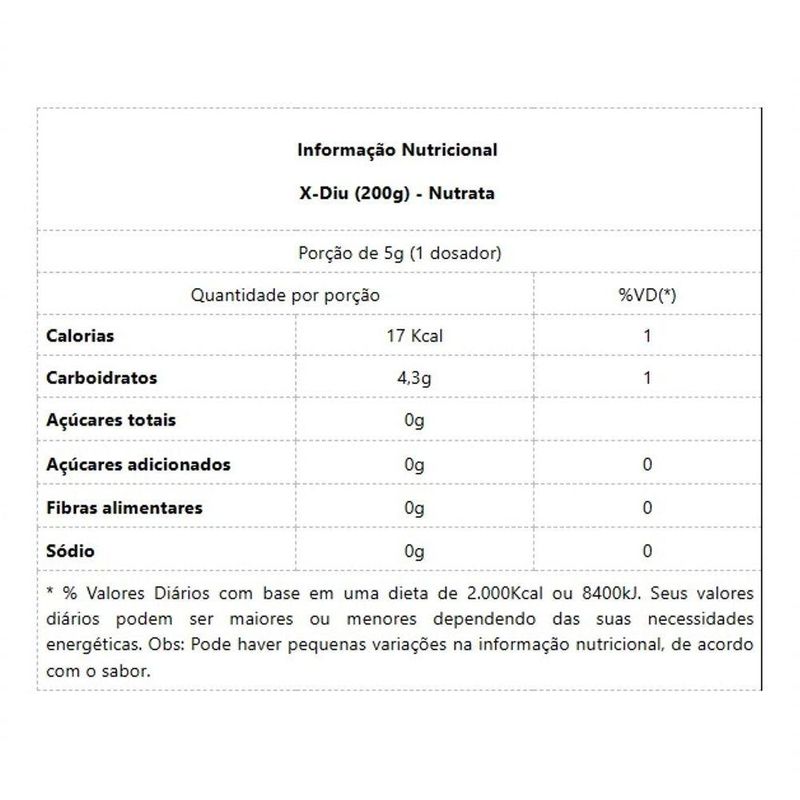 Suplemento Alimentar Nutrata X-diu Antioxidante Diurético Hepatoprotetor 200G