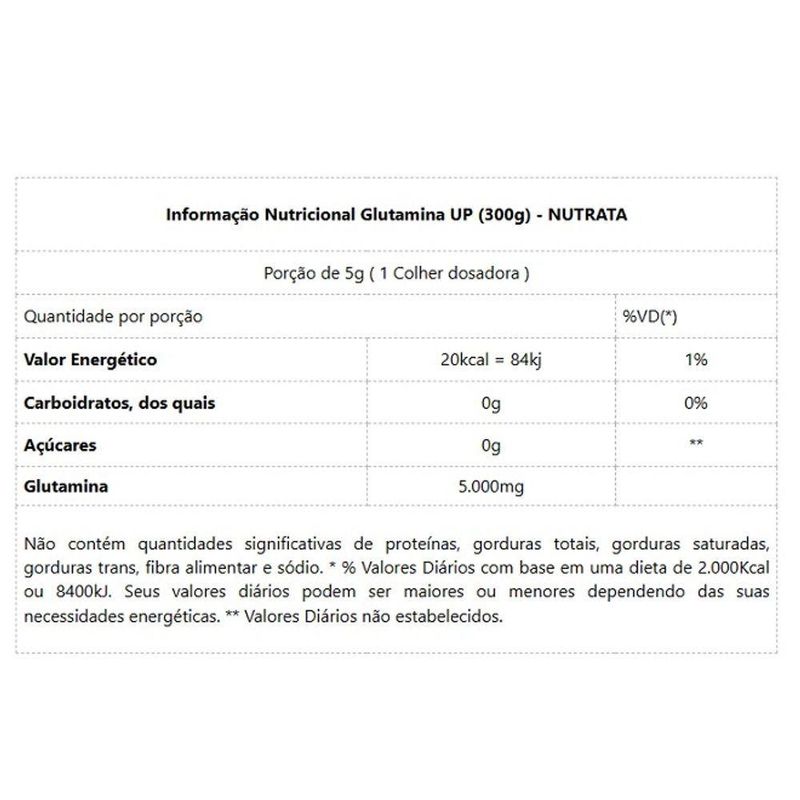 Suplemento Alimentar Nutrata Glutamina Up Recuperação Muscular 300G