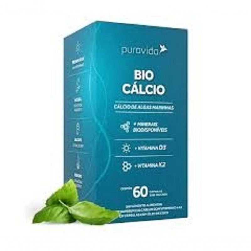 Suplemento Alimentar Puravida Bio Cálcio com D3, Magnésio e K2 60 Caps