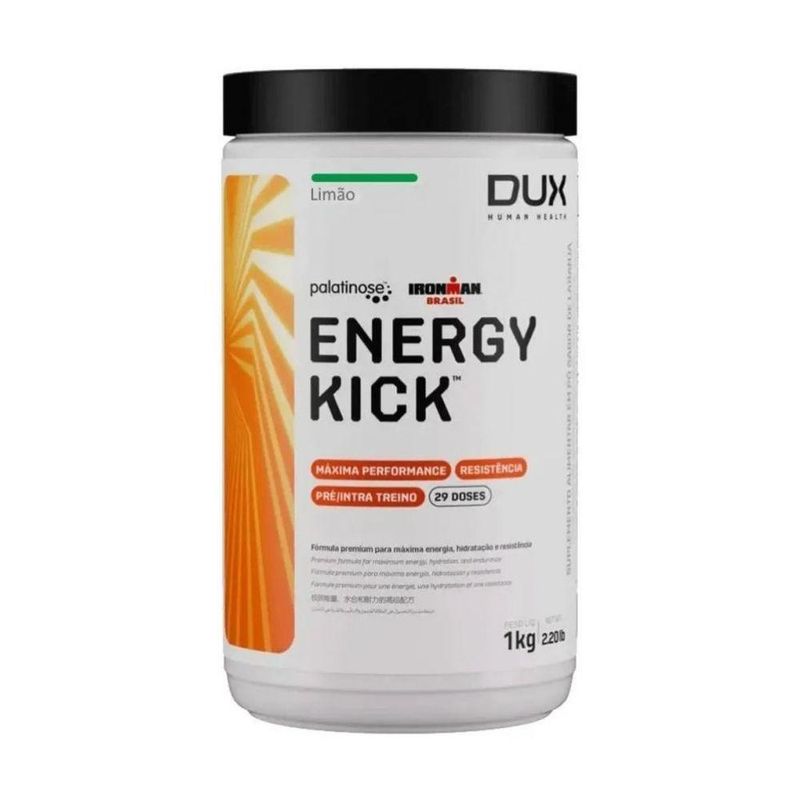 Suplemento Alimentar Dux Nutrition Energy Kick Energia e Resistência 600MG Taurina 1000MG TCM Limão