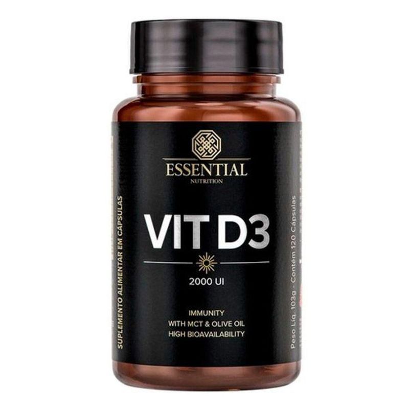 Suplemento Essential Nutrition VIT D3 2000UI Amarelo 120 Caps