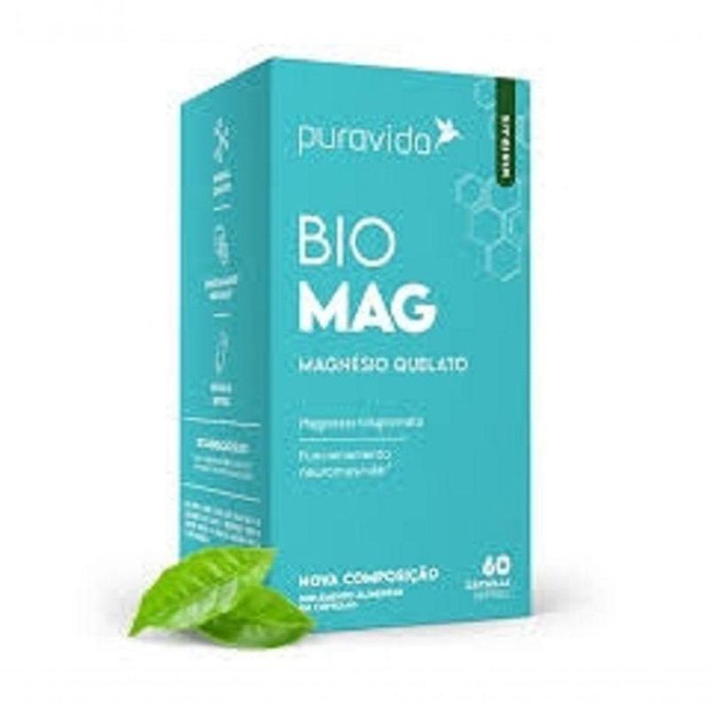 Suplemento Alimentar Puravida Bio Mag Magnésio Bisglicinato 60 CÁPSULAS