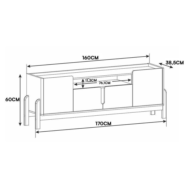 Rack Bancada Lizz 170cm Off White-cedro Para Até 60? - Casa D Off White-cedro