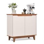 Aparador Flow Moderno 2 Portas MDF-MDP 85CM Off White-Freijó EJ Móveis