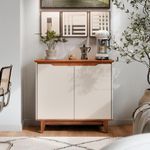 Aparador Flow Moderno 2 Portas MDF-MDP 85CM Off White-Freijó EJ Móveis