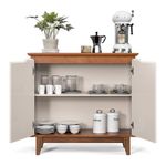 Aparador Flow Moderno 2 Portas MDF-MDP 85CM Off White-Freijó EJ Móveis