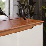 Buffet Aparador Flow Moderno 3 Portas MDF-MDP 124,5CM Off White-freijó EJ Móveis