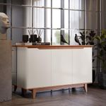 Buffet Aparador Flow Moderno 3 Portas MDF-MDP 124,5CM Off White-freijó EJ Móveis