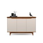 Buffet Aparador Flow Moderno 3 Portas MDF-MDP 124,5CM Off White-freijó EJ Móveis
