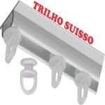 Cortina 2 mts sala quarto escritório blackout voal trilho suisso - cinza claro - 100% poliéster