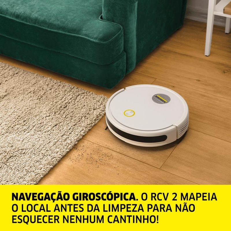 Robô aspirador de pó kärcher rcv 2 com navegação e controle remoto – bivolt karcher