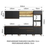 Cozinha completa madesa reims 310001 com armário e balcão - preto