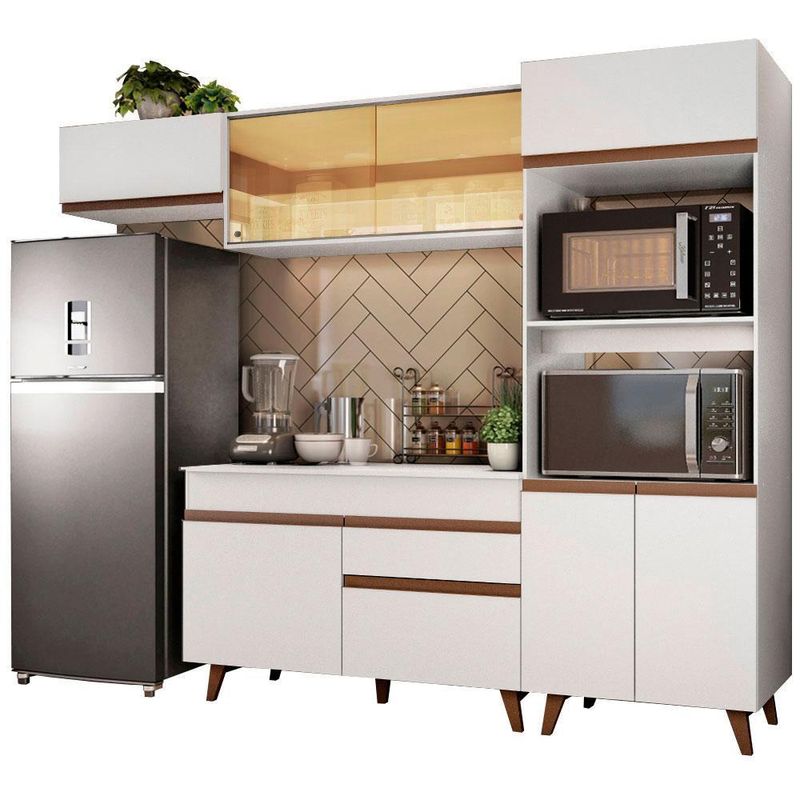 Cozinha completa madesa reims 260001 com armário e balcão - branco