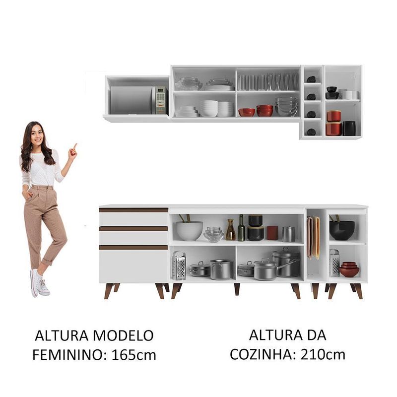Cozinha completa madesa reims 235001 com armário e balcão - branco