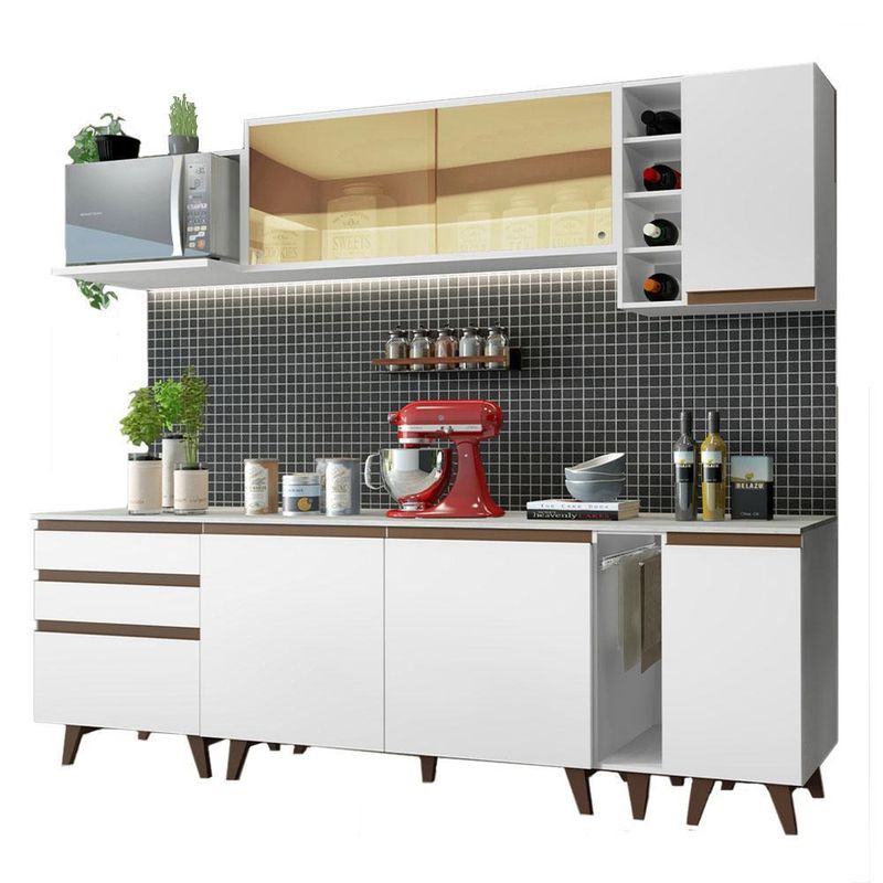 Cozinha completa madesa reims 235001 com armário e balcão - branco