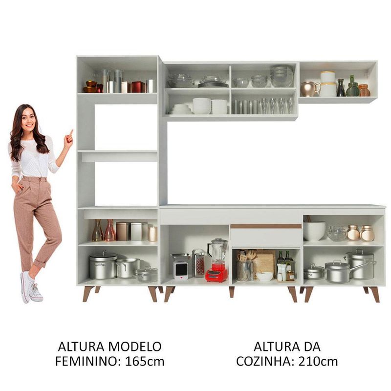 Cozinha completa madesa reims 260002 com armário e balcão - branco