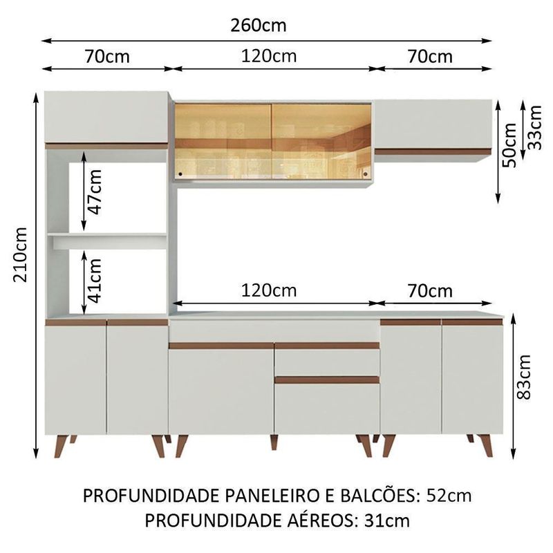 Cozinha completa madesa reims 260002 com armário e balcão - branco