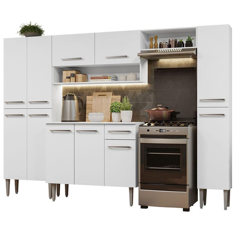 Cozinha completa madesa emilly hit com armário e balcão - branco