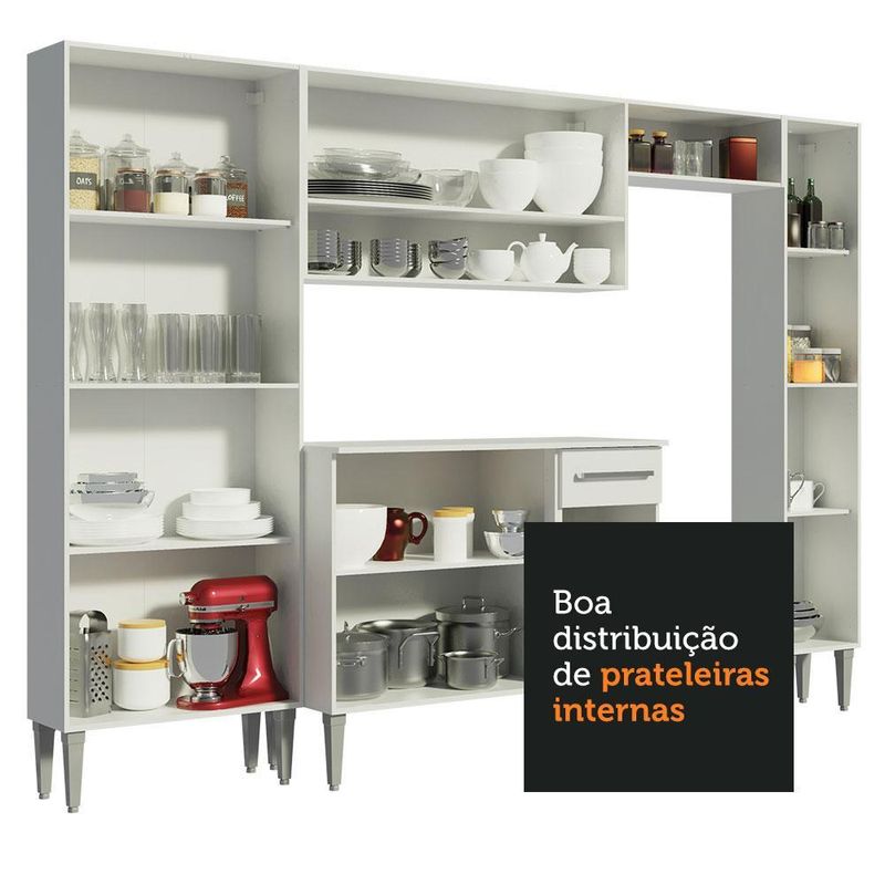 Cozinha completa madesa emilly hit com armário e balcão - branco